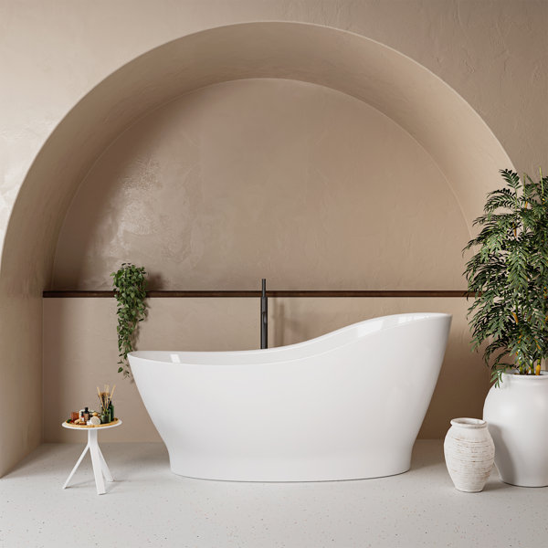 JimsMaison 60'' X 28'' Freestanding Soaking Acrylic Bathtub | Wayfair